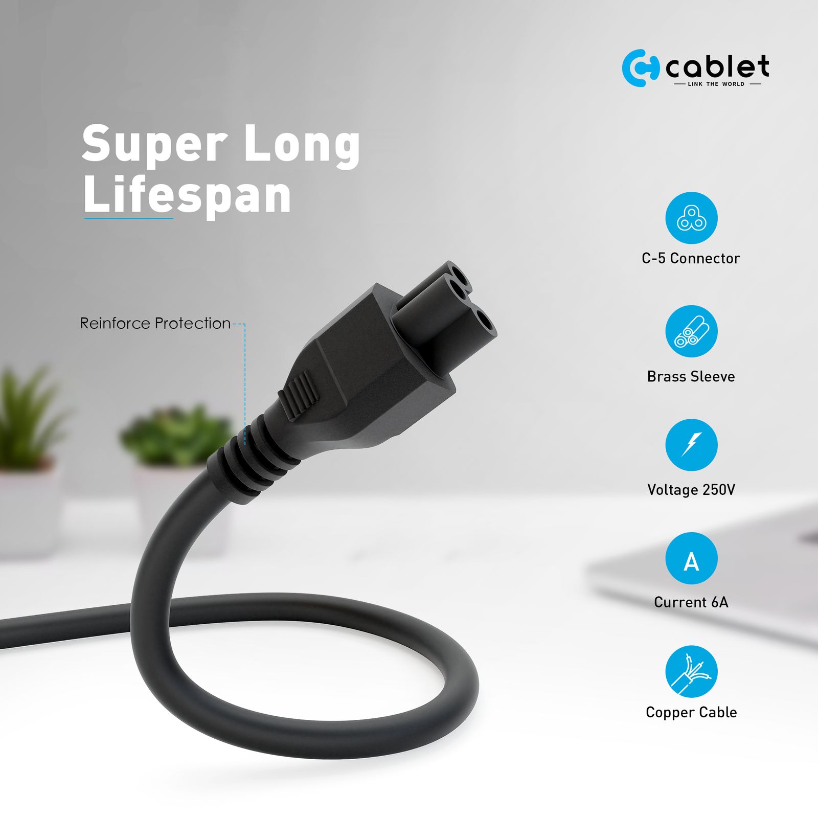 Cablet Laptop Power Cable 1.5m view 2